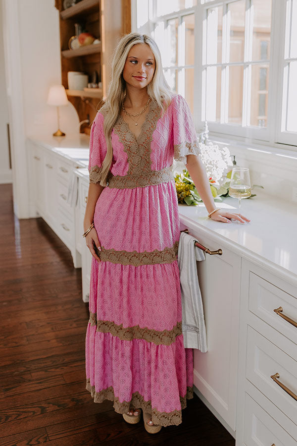 Key To My Heart Lace Maxi Dress in Pink