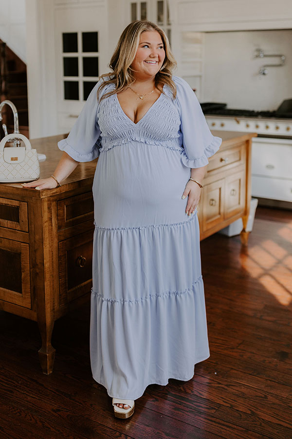 Charming Glance Tiered Maxi Dress in Sky Blue Curves