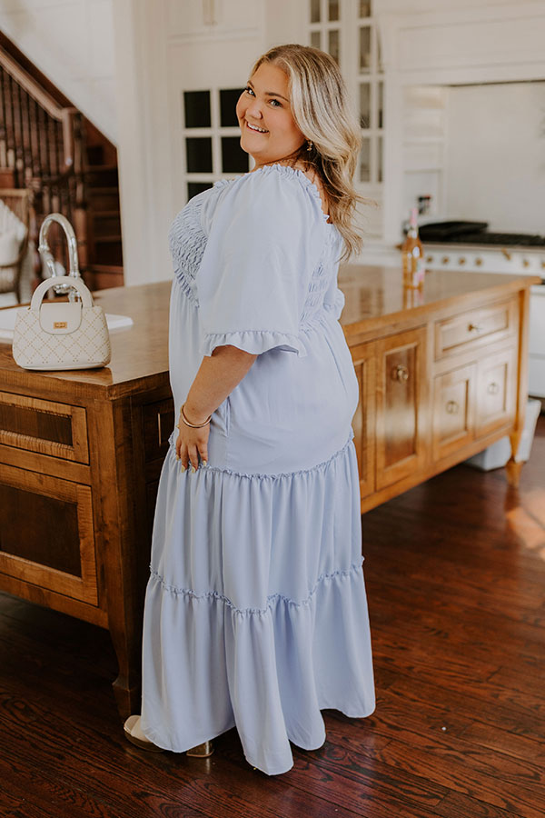 Charming Glance Tiered Maxi Dress in Sky Blue Curves