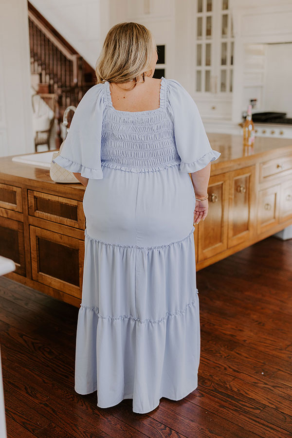 Charming Glance Tiered Maxi Dress in Sky Blue Curves