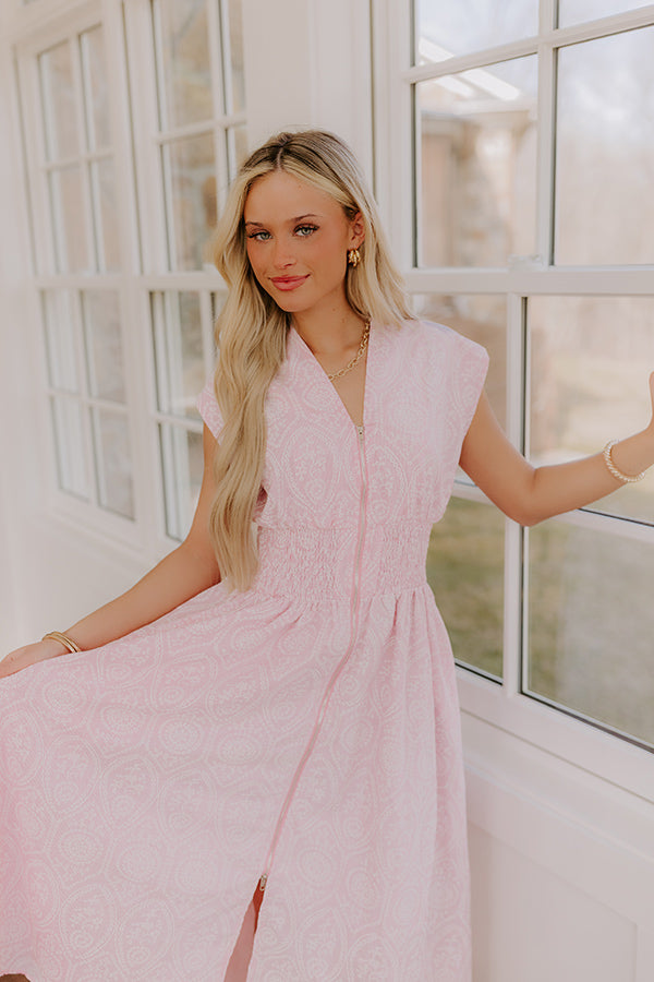 Garden Stroll Midi Dress in Pink