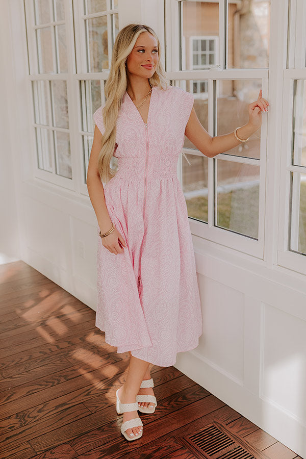 Garden Stroll Midi Dress in Pink