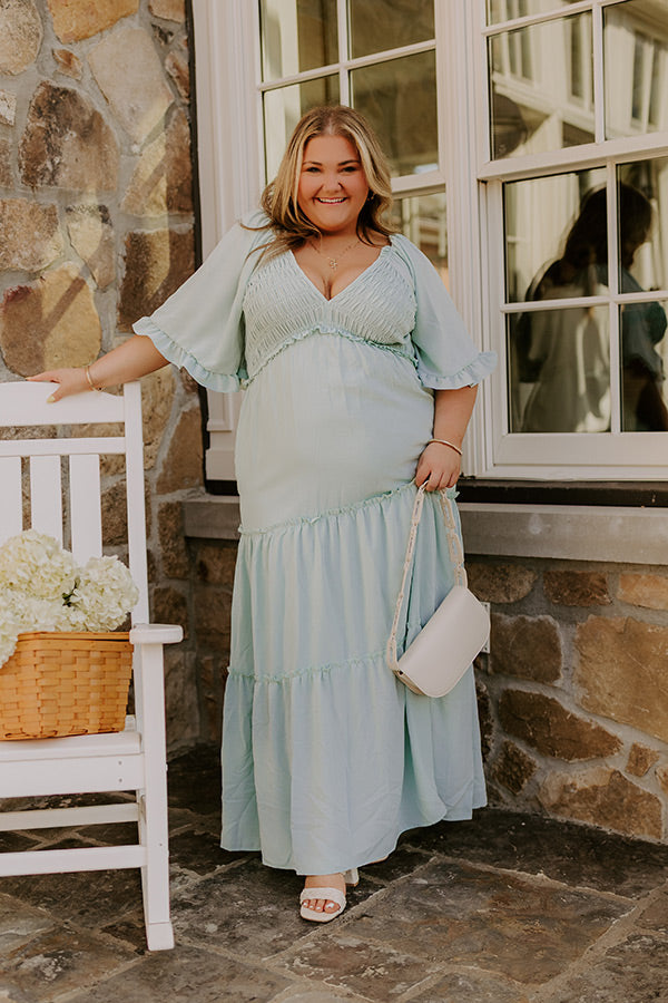 Charming Glance Tiered Maxi Dress in Mint Curves