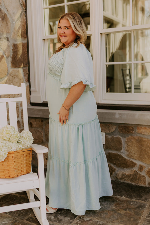 Charming Glance Tiered Maxi Dress in Mint Curves