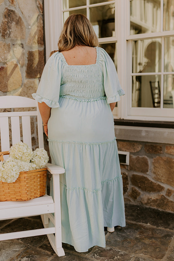 Charming Glance Tiered Maxi Dress in Mint Curves