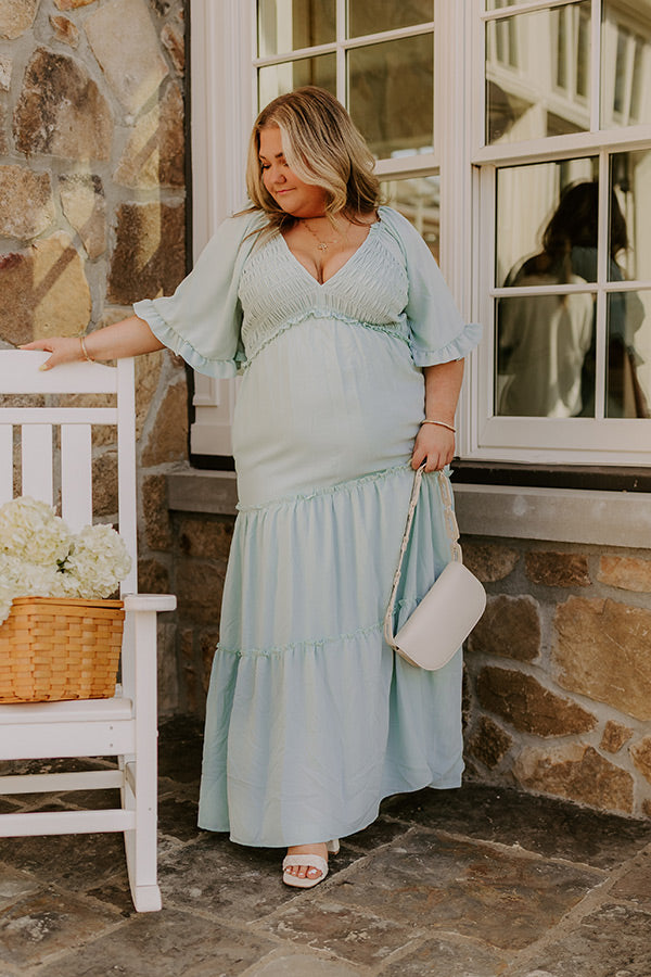 Charming Glance Tiered Maxi Dress in Mint Curves