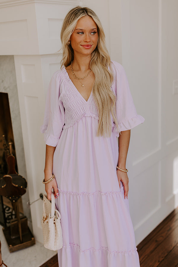 Charming Glance Tiered Maxi Dress in Dusty Purple