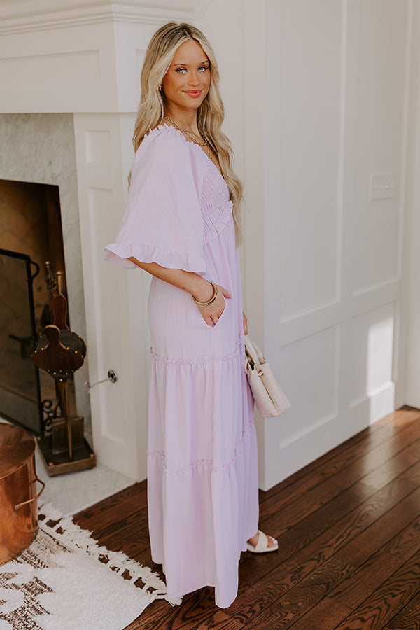 Charming Glance Tiered Maxi Dress in Dusty Purple