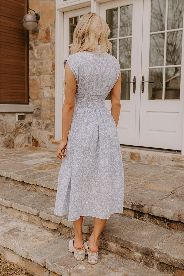 Garden Stroll Midi Dress in Sky Blue