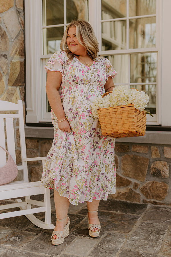 Wisteria Lane Floral Midi Dress Curves