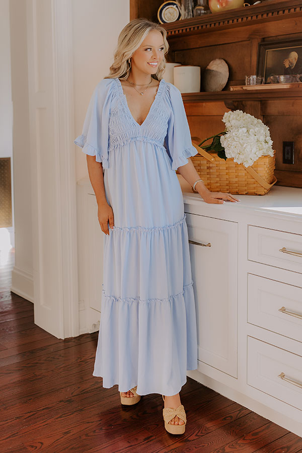 Charming Glance Tiered Maxi Dress in Sky Blue