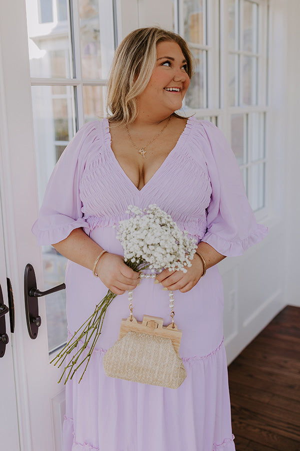 Charming Glance Tiered Maxi Dress in Dusty Purple Curves