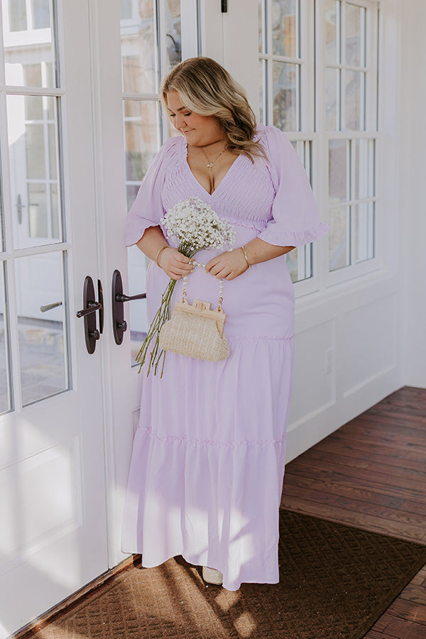 Charming Glance Tiered Maxi Dress in Dusty Purple Curves