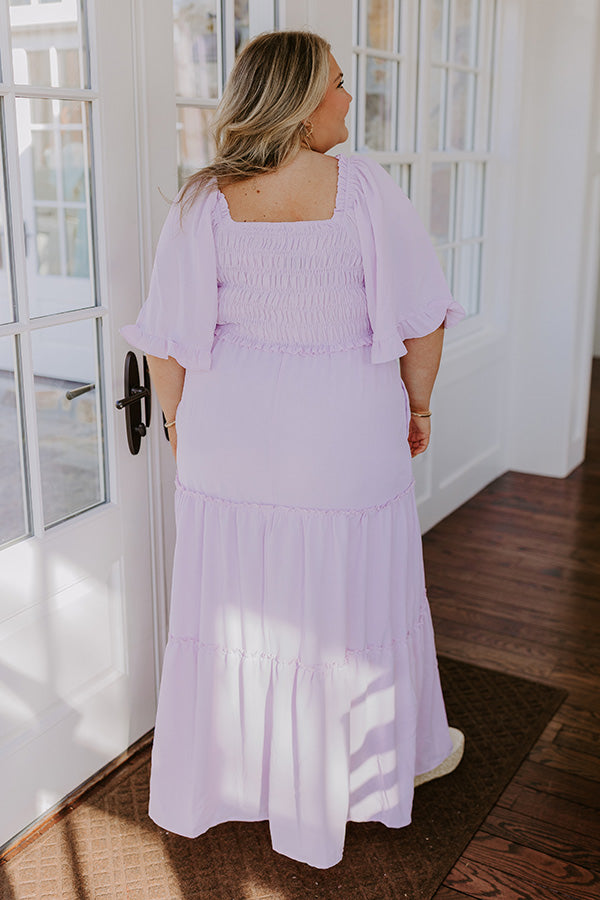 Charming Glance Tiered Maxi Dress in Dusty Purple Curves