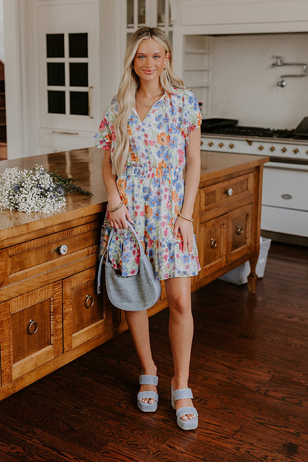 Pure Heart Floral Mini Dress in Blue