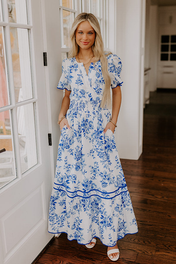 Santorini Bliss Floral Maxi Dress S / blue Santorini Bliss Floral Maxi Dress S / blue