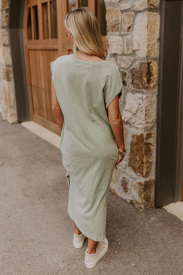 Beach Daydream Vintage Wash Midi Dress in Sage