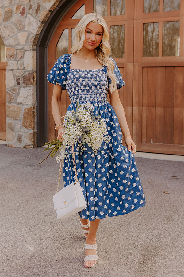 Countryside Retreat Floral Embroidered Midi Dress