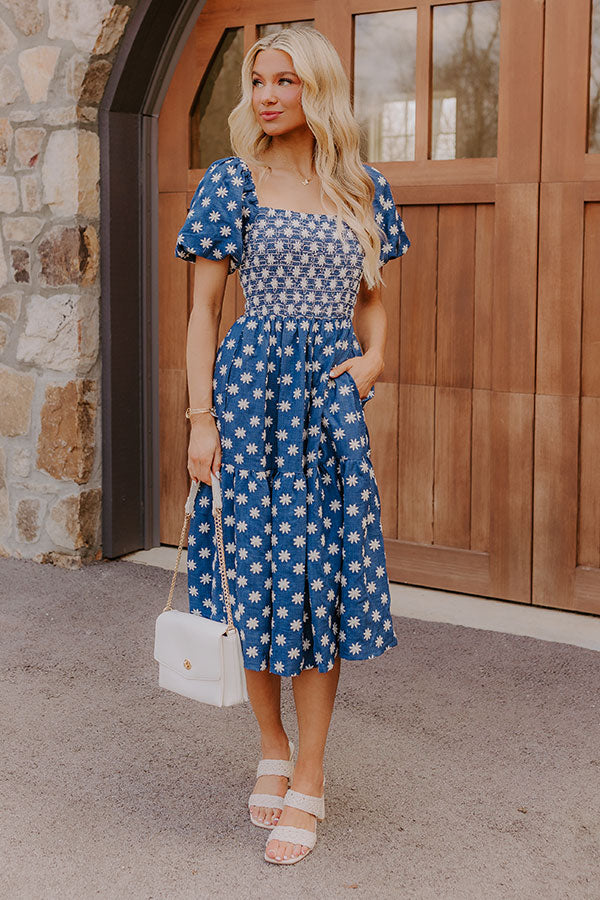 Countryside Retreat Floral Embroidered Midi Dress