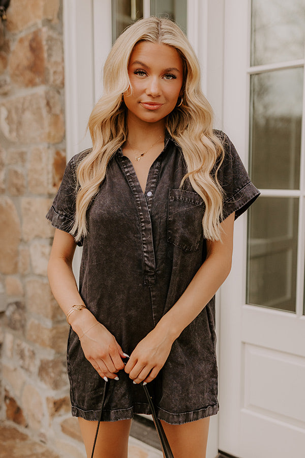 Park Days Ahead Chambray Romper in Vintage Black