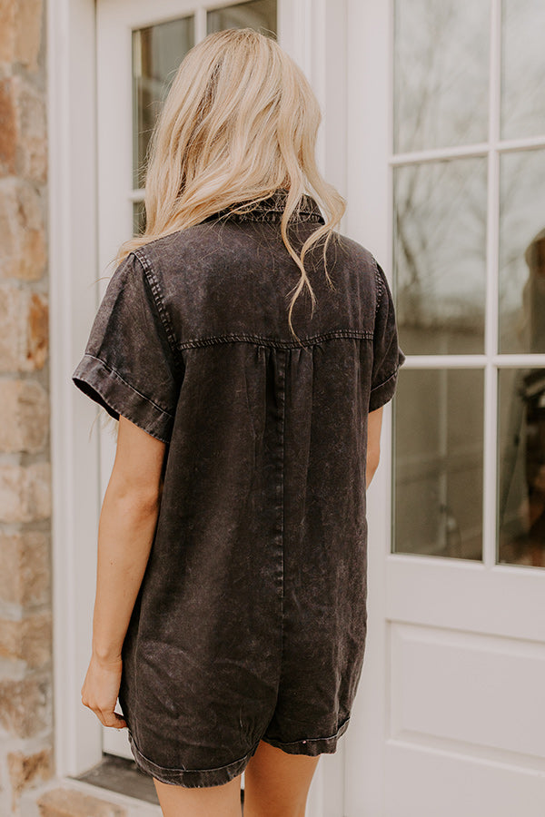 Park Days Ahead Chambray Romper in Vintage Black