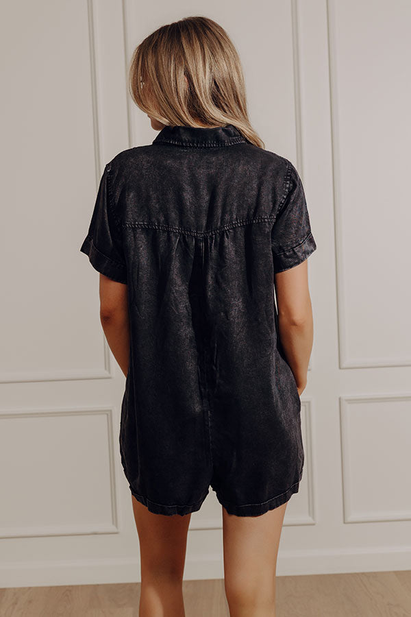 Park Days Ahead Chambray Romper in Vintage Black Image - 5