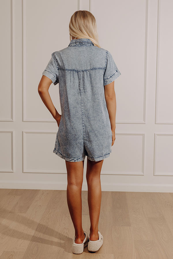 Park Days Ahead Chambray Romper in Light Wash Image - 3
