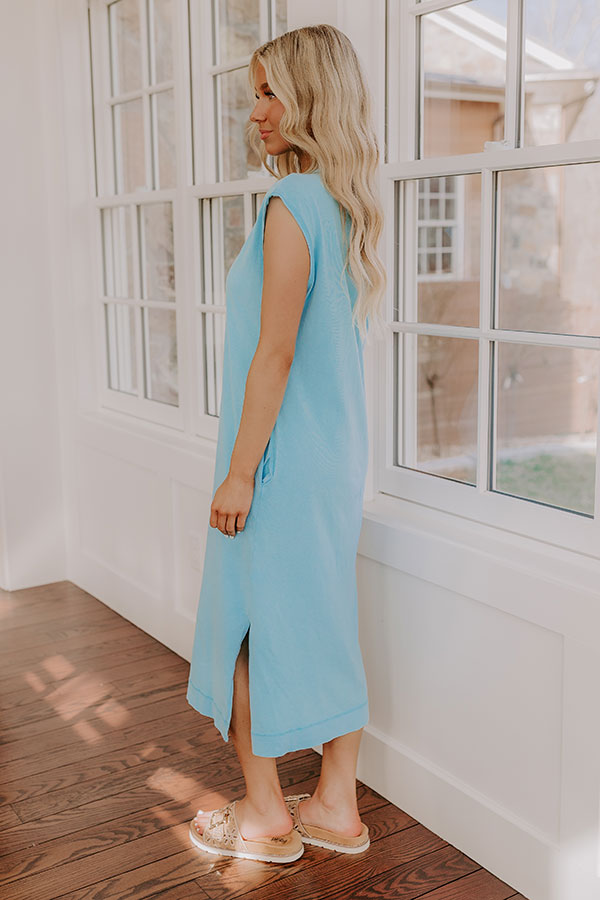 Beach Daydream Vintage Wash Midi Dress in Sky Blue