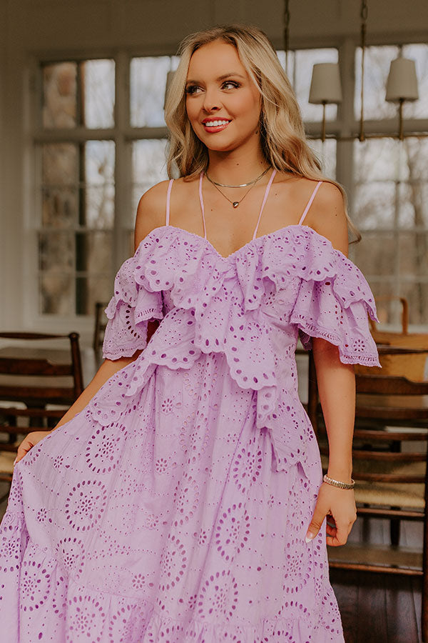 Cue The Charm Eyelet Midi Dress