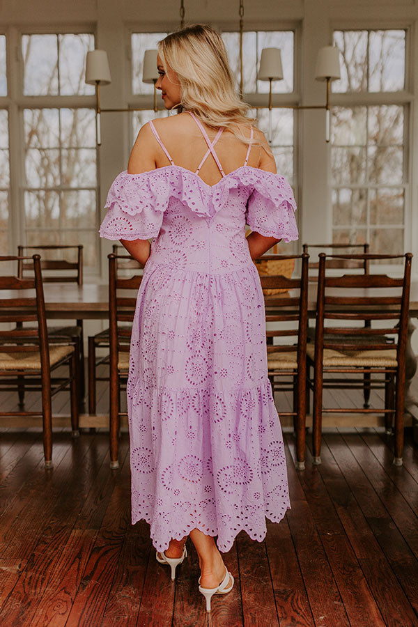 Cue The Charm Eyelet Midi Dress M / Lavender Cue The Charm Eyelet Midi Dress M / Lavender
