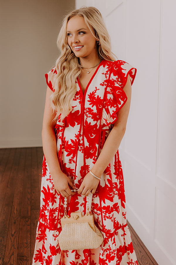 Honey And Hibiscus Floral Midi Dress