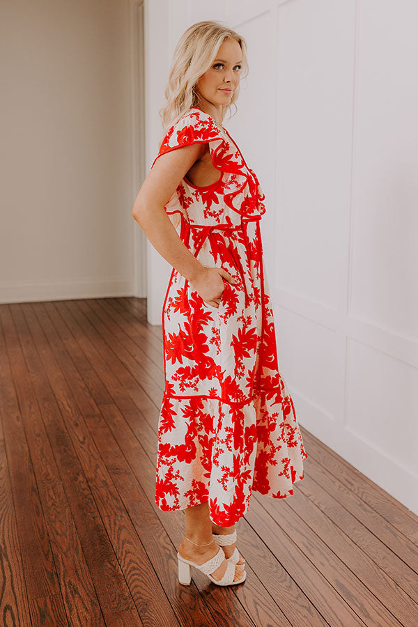 Honey And Hibiscus Floral Midi Dress