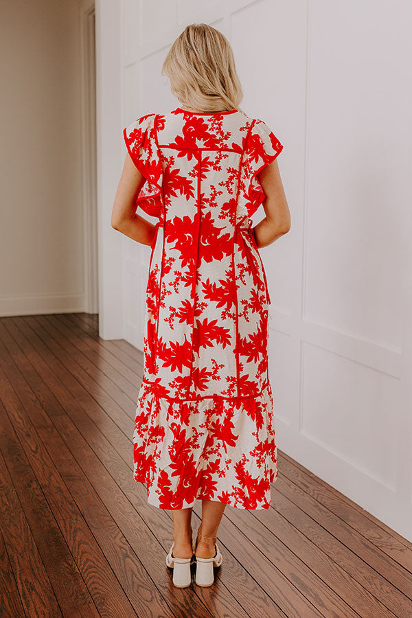 Honey And Hibiscus Floral Midi Dress