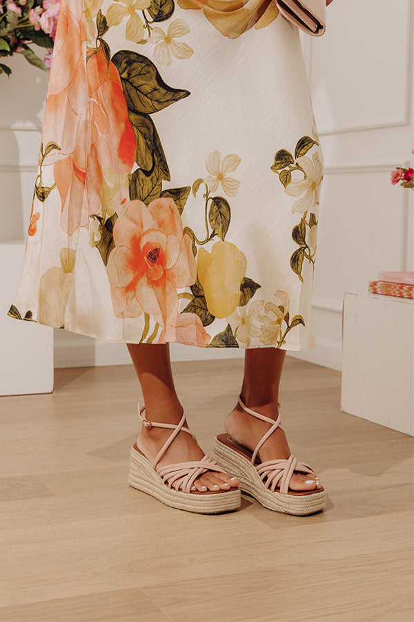 The Kinsley Faux Leather Wedge in Pink