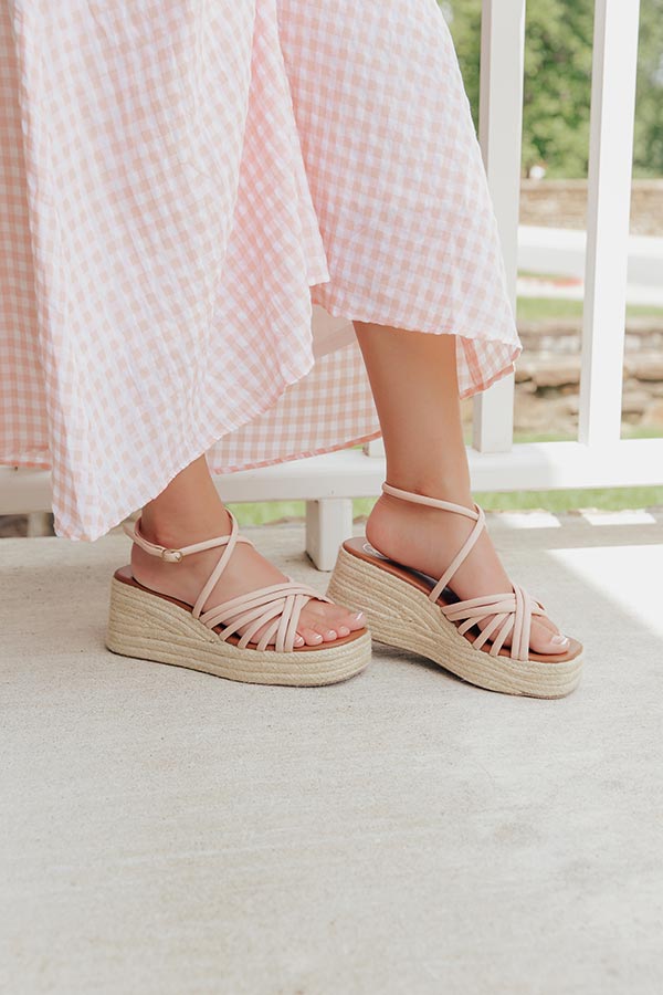 The Kinsley Faux Leather Wedge in Pink