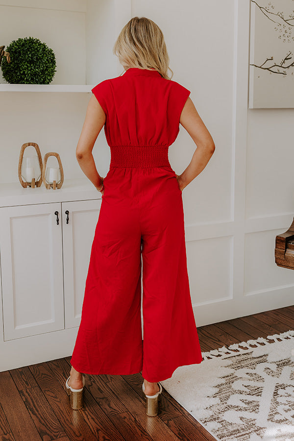 Vip Party Wide Leg Jumpsuit in Red