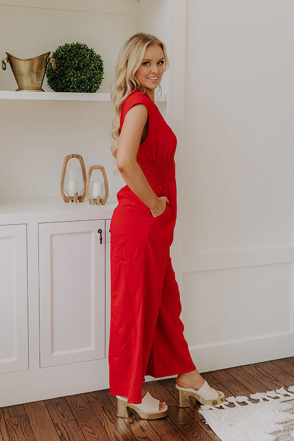 Vip Party Wide Leg Jumpsuit in Red