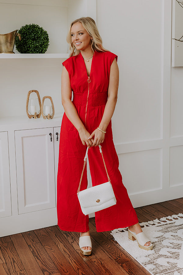 Vip Party Wide Leg Jumpsuit in Red