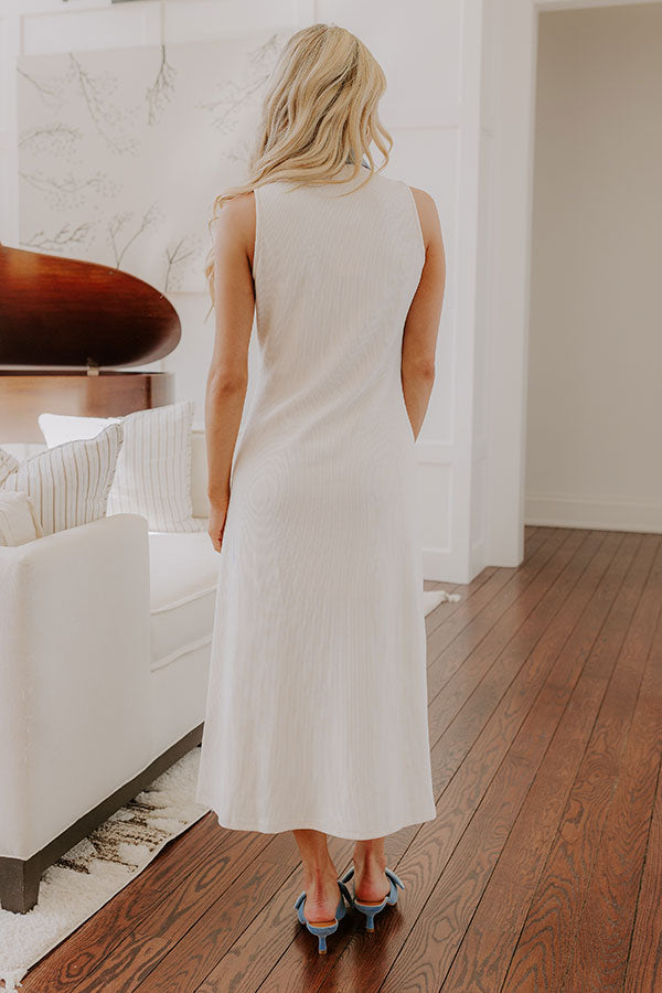 cream knitted midi dress Karen Millen Viscose Blend Rib Knit Chiffon Sleeve Midi Dress in Cream