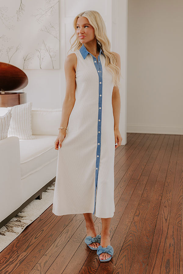 Small Town Bistro Knit Midi Dress in Cream L / Cream Small Town Bistro Knit Midi Dress in Cream L / Cream