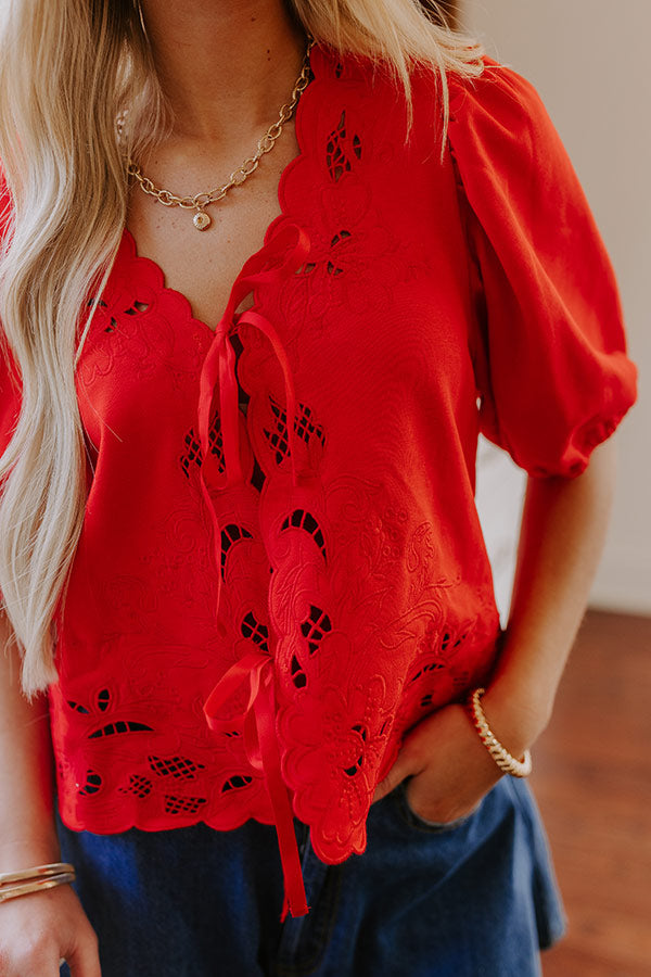 Sassy Mood Embroidered Front Tie Top