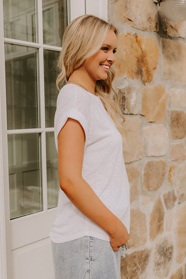 Casual Couture Knit Tee in White   