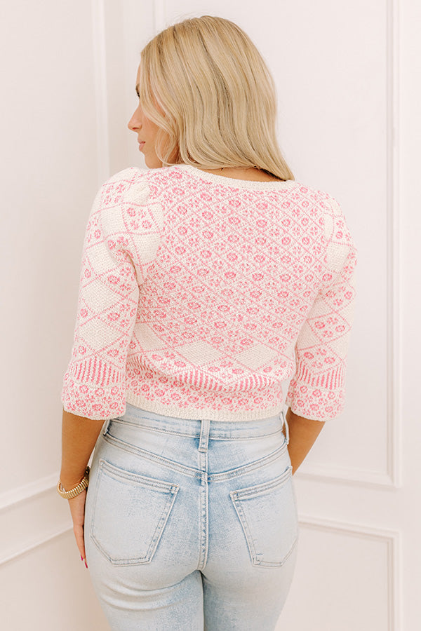 Charming Moment Knit Crop Top in Pink