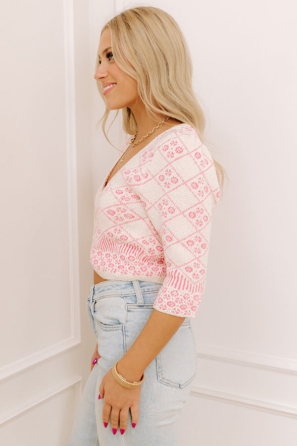 Charming Moment Knit Crop Top in Pink