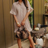 Social Club Chic Pleated Mini Dress in Warm Taupe Image - 1