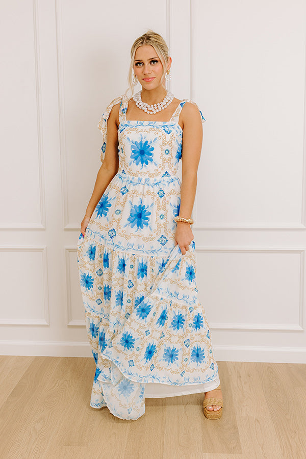 Garden Gala Floral Maxi Dress in Blue   