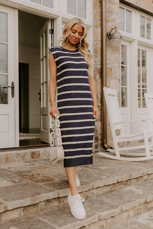 Sunset Sail Knit Midi Dress in Navy M / Navy Sunset Sail Knit Midi Dress in Navy M / Navy