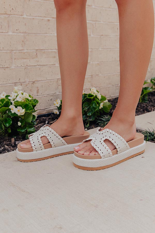The Hailey Raffia Woven Sandal in Ivory