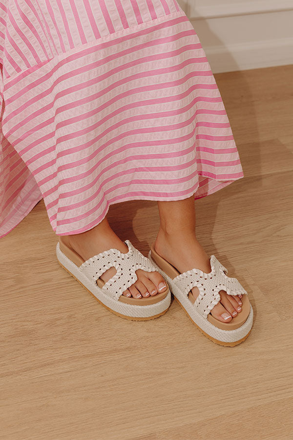 The Hailey Raffia Woven Sandal in Ivory Image - 1