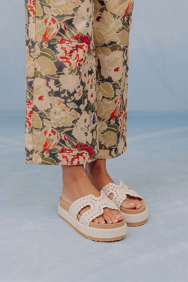 The Hailey Raffia Woven Sandal in Ivory Image - 1